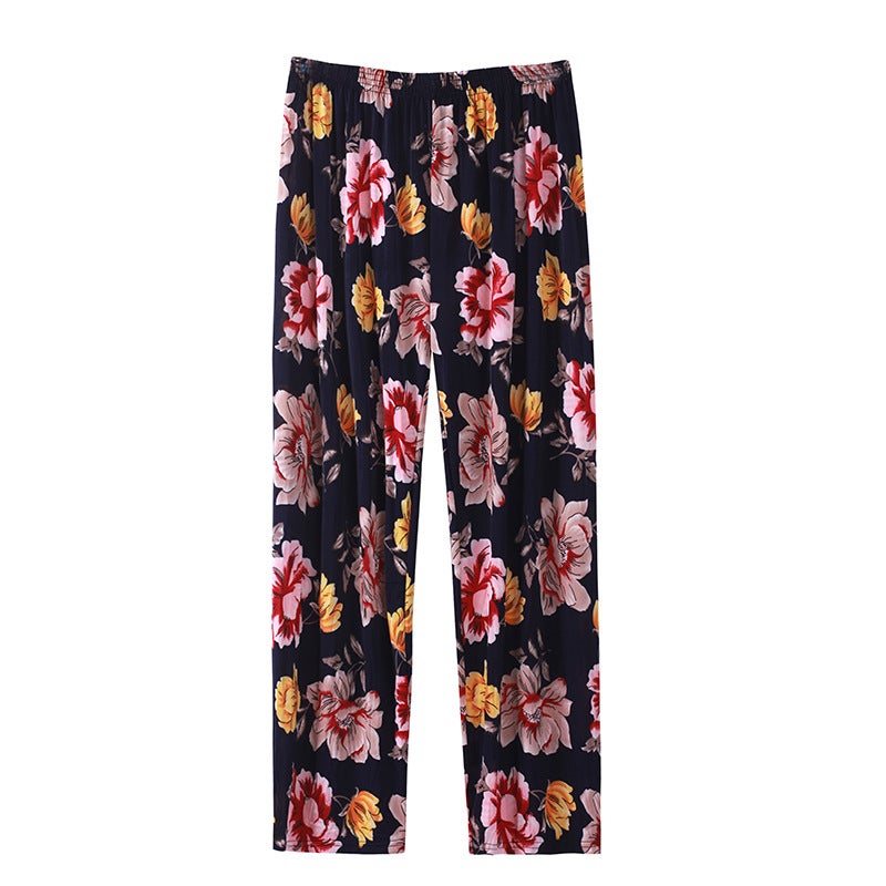Summer Womens Ice Silk Pants Middle-aged and Elderly Loose Casual Home Pants Elacto Plus Fat Mother Pants Square Sports No.8 Cropped Straight Pants 