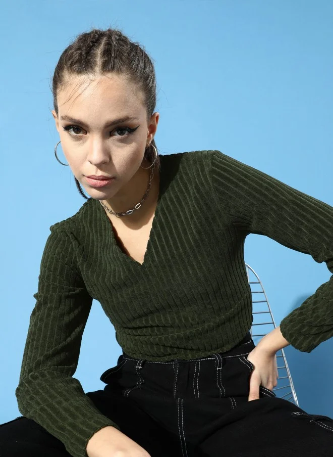 STREET 9 Olive Cropped Top for Women