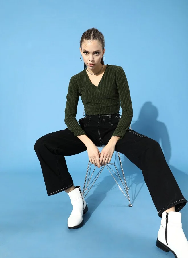 STREET 9 Olive Cropped Top for Women