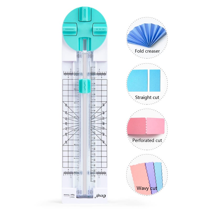 ecraft Paper Trimmer Craft Paper Cutter: 4 Style Multi-Function Scrapbooking Tool with Dial Blades of Straight,Wave,Dotted,Perforated,Creasing for Cutting Paper,Coupons,Photos,Postcards,Scrapbook,Card - Image 1