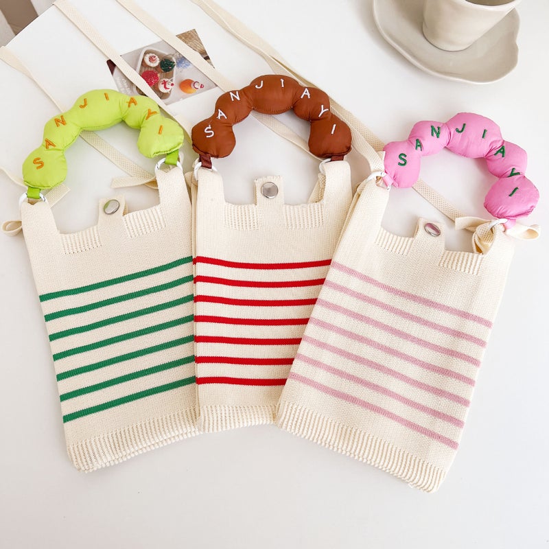 Japanese And Korean New Style Fresh Striped Mobile Phone Bag Crossbody Bag Niche Design Trendy All-Match Portable Crossbody Bag Coin Purse - Image 2