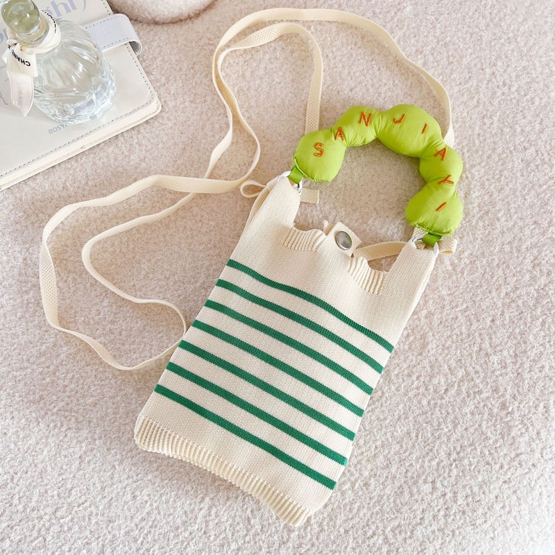 Japanese And Korean New Style Fresh Striped Mobile Phone Bag Crossbody Bag Niche Design Trendy All-Match Portable Crossbody Bag Coin Purse - Image 1