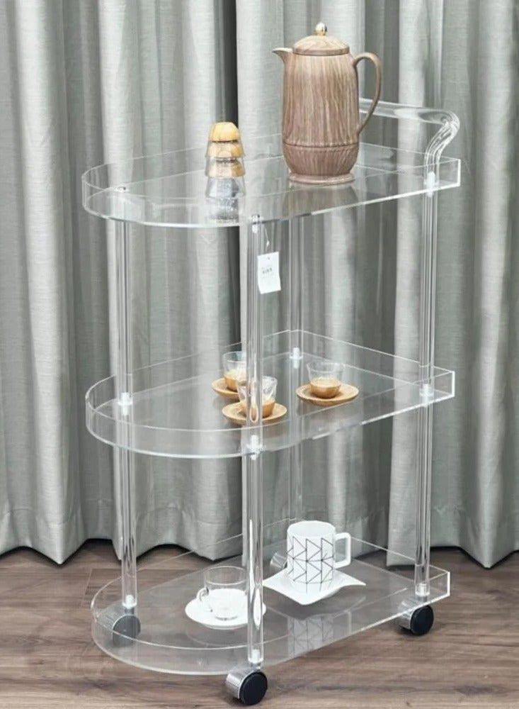 إستلو عربة تقديم أكريليك شفافة بعجلات متنقلة - Image 4