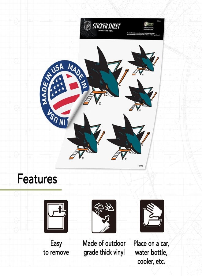 Desert Cactus San Jose Sharks Team NHL National Hockey League Sticker Vinyl Decal Laptop Water Bottle Car Scrapbook (Type 3 - Main Logo) - Image 3