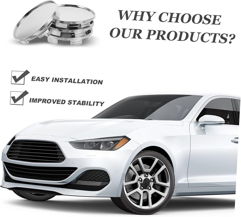 4 قطع أغطية مركز عجلات السيارة، أغطية المحور، خارجية وداخلية، معدلة، سهلة التركيب - Image 4