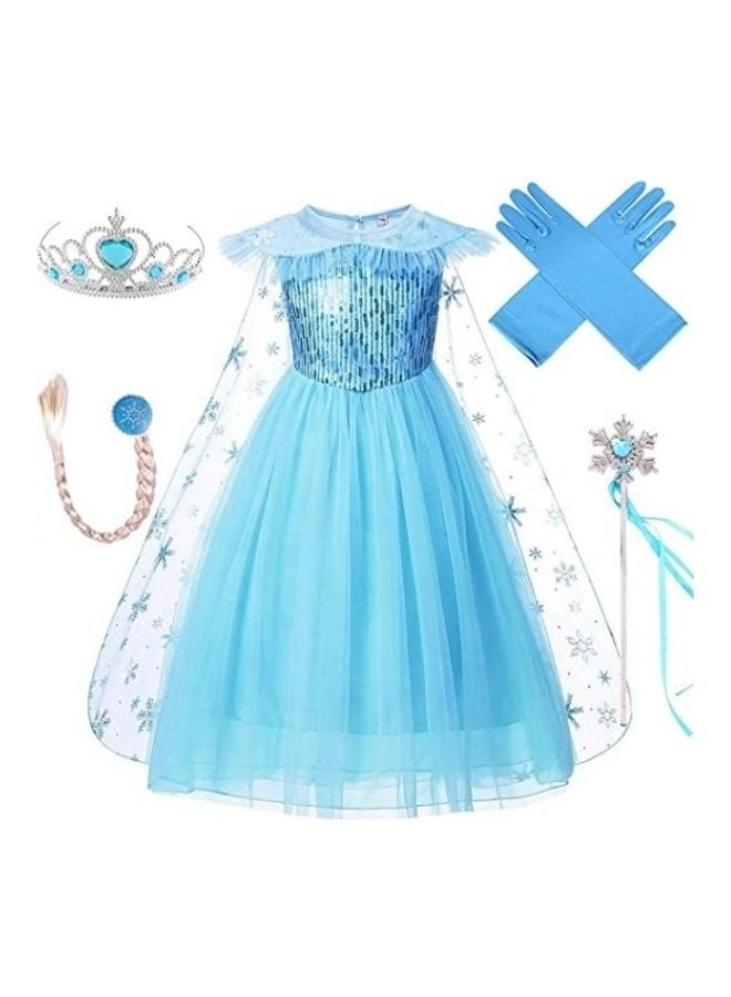 Snow Queen Costume Dress With Accessory Set 130cm - Image 1
