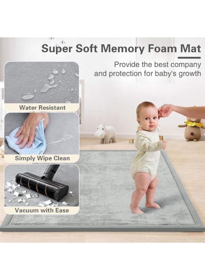 YSOAE Home Mat for Floor 3CM Thick Memory Foam, Soft Velvet Playpen Mat for Kids, Crawling Mats with Non-Slip Bottom, Yoga, Tatami-180x200CM,Light Grey - Image 5