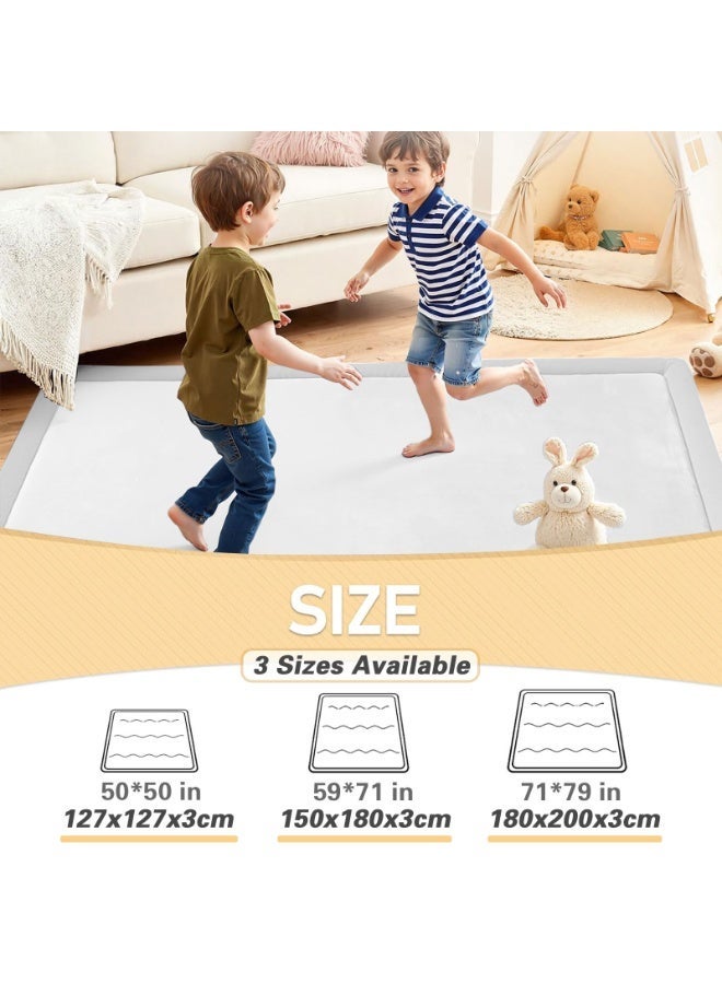 YSOAE Home Mat for Floor 3CM Thick Memory Foam, Soft Velvet Playpen Mat for Kids, Crawling Mats with Non-Slip Bottom, Yoga, Tatami-180x200CM,Light Grey - Image 3
