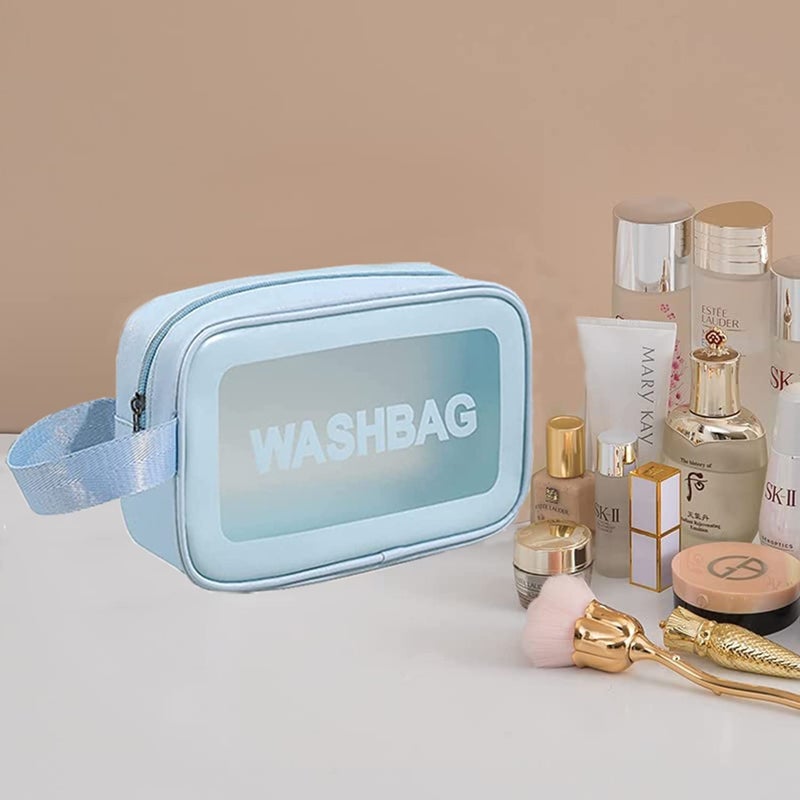KHAMOSH TRADERS Portable Zipper Makeup Wash Bag Organizer Carry Pouch Bag,Travel Storage Washbag For Women And Girls (Blue), 10 CM - Image 2