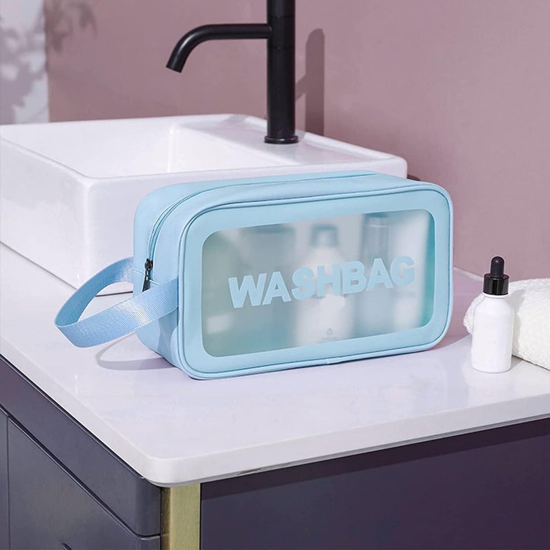 KHAMOSH TRADERS Portable Zipper Makeup Wash Bag Organizer Carry Pouch Bag,Travel Storage Washbag For Women And Girls (Blue), 10 CM - Image 3