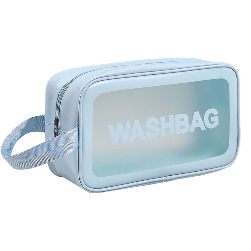 KHAMOSH TRADERS Portable Zipper Makeup Wash Bag Organizer Carry Pouch Bag,Travel Storage Washbag For Women And Girls (Blue), 10 CM - Image 1