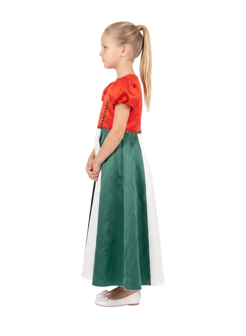 Bidani Little Patriot UAE Flag Short Puff-Sleeve Satin Celebration Gown