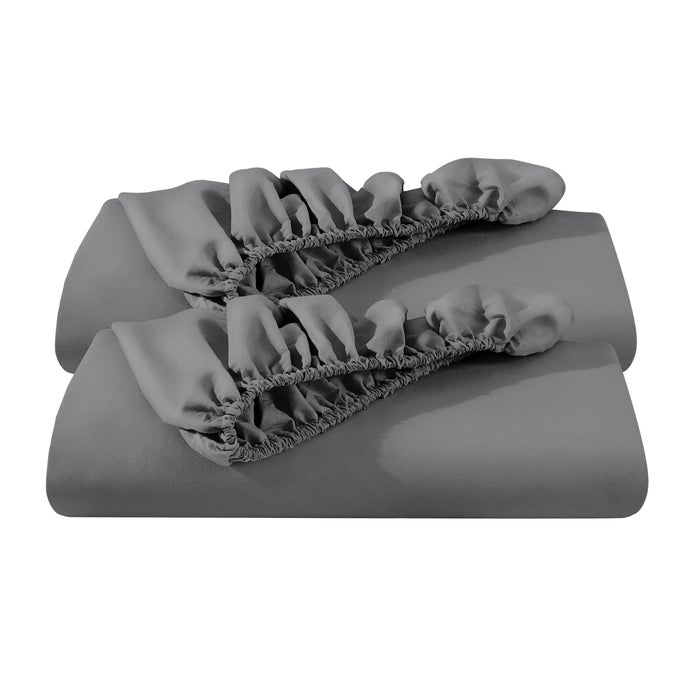 2PACK FITTED BOTTOM SHEETS KING PREMIUM 1800 ULTRASOFT WRINKLE RESISTANT MICROFIBER DEEP POCKET KING GREY