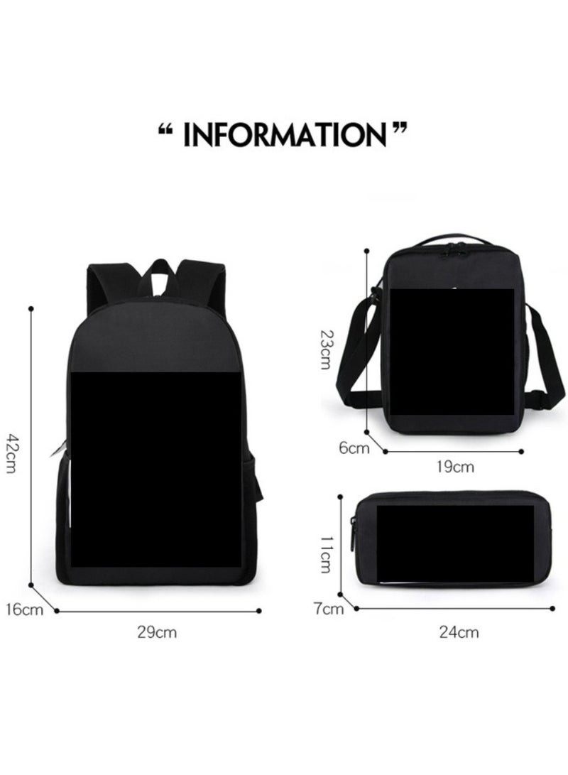 MINECRAFT Digital Printing Large Capacity Backpack Three piece Set Lunch Bag Pen Bag Polyester Comfortable Load Reducing Backpack for Students and Children Unisex - Image 2