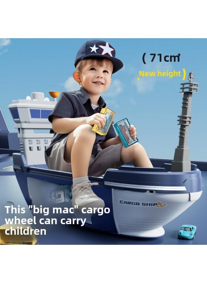 Generic - Oversized Children's Luxury Cargo Ship Toy Sound And Light Ship Ship Model Boy Sliding Alloy Car-Color:SJ678 Luxury Large Cargo Ship  Color Box - Image 1