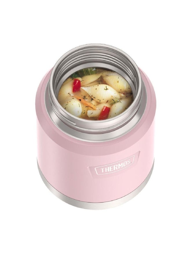 ترموس وعاء طعام من بتقنية العزل ومصنوع من الستانلس ستيل ويأتيك بلون وردي وسلفر مع ملعقة قابلة للطي بسعة 16 أونصة - Image 5