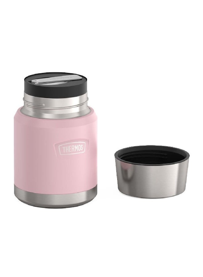 ترموس وعاء طعام من بتقنية العزل ومصنوع من الستانلس ستيل ويأتيك بلون وردي وسلفر مع ملعقة قابلة للطي بسعة 16 أونصة - Image 4