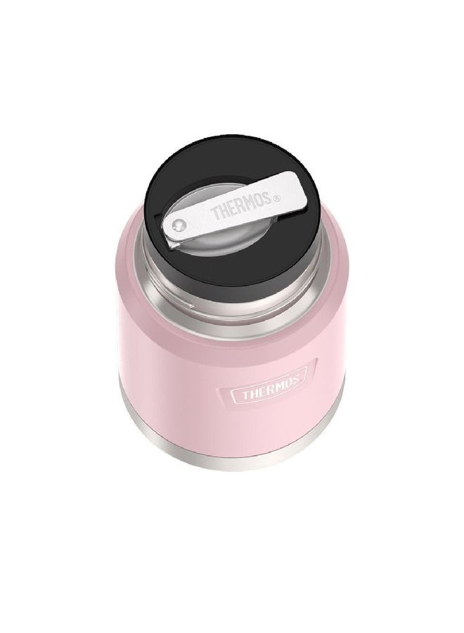 ترموس وعاء طعام من بتقنية العزل ومصنوع من الستانلس ستيل ويأتيك بلون وردي وسلفر مع ملعقة قابلة للطي بسعة 16 أونصة - Image 3