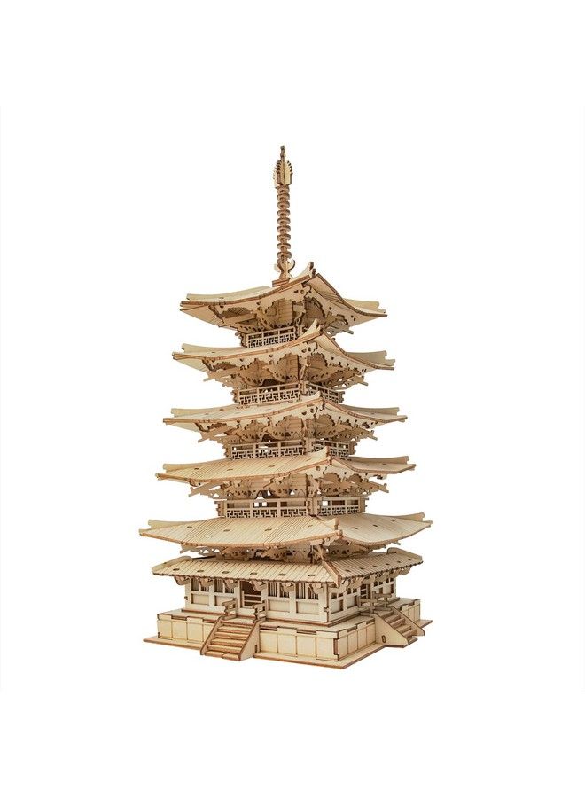 Robotime 3D Puzzle Wooden Craft Kits For Adults Diy Model Building Kit Best Gift For Kids (Five Storied Pagoda) - Image 1