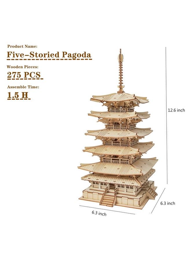 Robotime 3D Puzzle Wooden Craft Kits For Adults Diy Model Building Kit Best Gift For Kids (Five Storied Pagoda) - Image 4