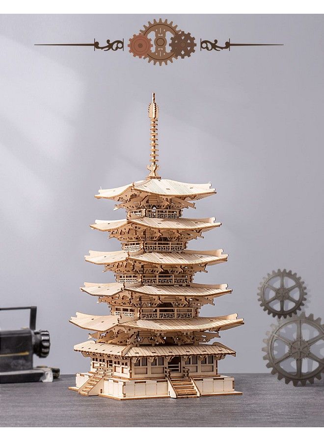 Robotime 3D Puzzle Wooden Craft Kits For Adults Diy Model Building Kit Best Gift For Kids (Five Storied Pagoda) - Image 5