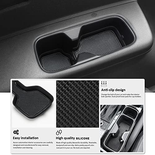 Auovo Auto Cup Holder Inserts Coaster Compatible with Kia Telluride Accessories 2020 2021 2022 2023 2024 2025 Silicone Cup Mat Pad Car Interior Decoration (Black Trim, 6-pcs kit) - Image 5