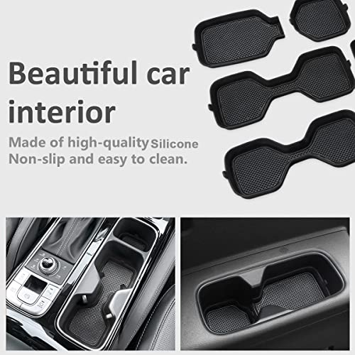 Auovo Auto Cup Holder Inserts Coaster Compatible with Kia Telluride Accessories 2020 2021 2022 2023 2024 2025 Silicone Cup Mat Pad Car Interior Decoration (Black Trim, 6-pcs kit) - Image 4