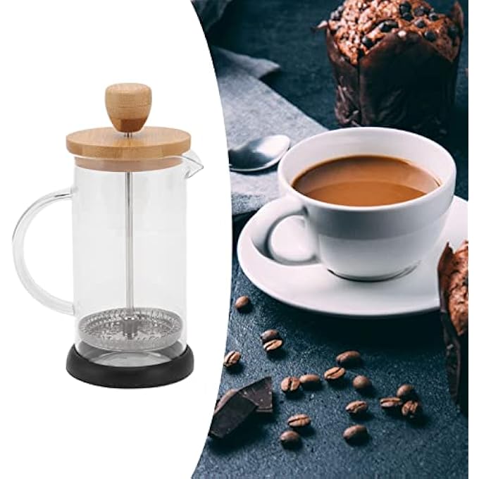 Soraz French Coffee Press Hand Brewing Fashionable French Press Heat Resistant For Camping 350Ml Bamboo Cover - Image 3
