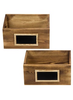 MyGift Rustic Burnt Wood Wall Mounted Mail File & Magazine Holder Sorter Rack With Chalkboard Label Set Of 2  - Image 5
