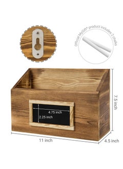 MyGift Rustic Burnt Wood Wall Mounted Mail File & Magazine Holder Sorter Rack With Chalkboard Label Set Of 2  - Image 4