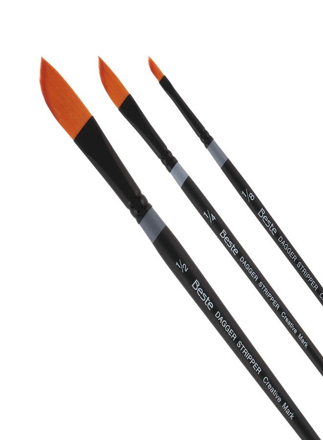Creative Mark Beste Golden Taklon Dagger Striper 3 Pack [1/8, 1/4, 12"], Professional Watercolor Brushes, for Acrylic Painting, Short Handle, Sharp Edges, Hand-Tied & Shaped - Image 1