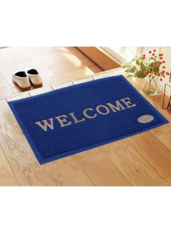 BENAVJI Printed Welcome Door Mat|Strong PVC Material & Solid Print|Anti Skid & Water Proof|Size 58 X 38 (Blue), Large Rectangle - Image 1