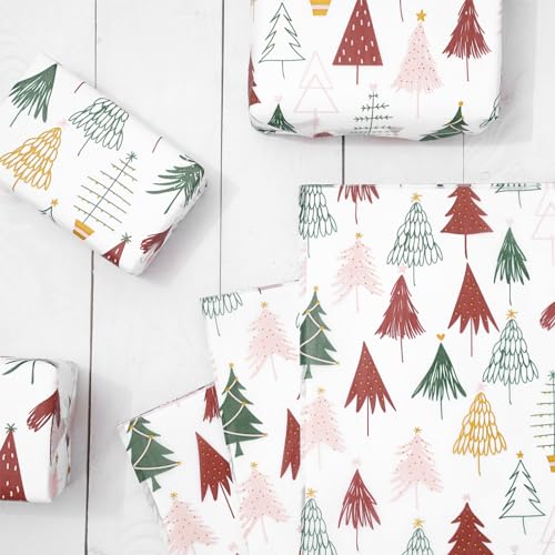 Whaline ورق تغليف عيد الميلاد من واهلين 100 ورقة ورق شجر بوهيمي وردي لتغليف الهدايا ورق فنون للحرف اليدوية لتزيين المنزل DIY أكياس الهدايا عيد الميلاد شتاء رأس السنة الجديدة - Image 3
