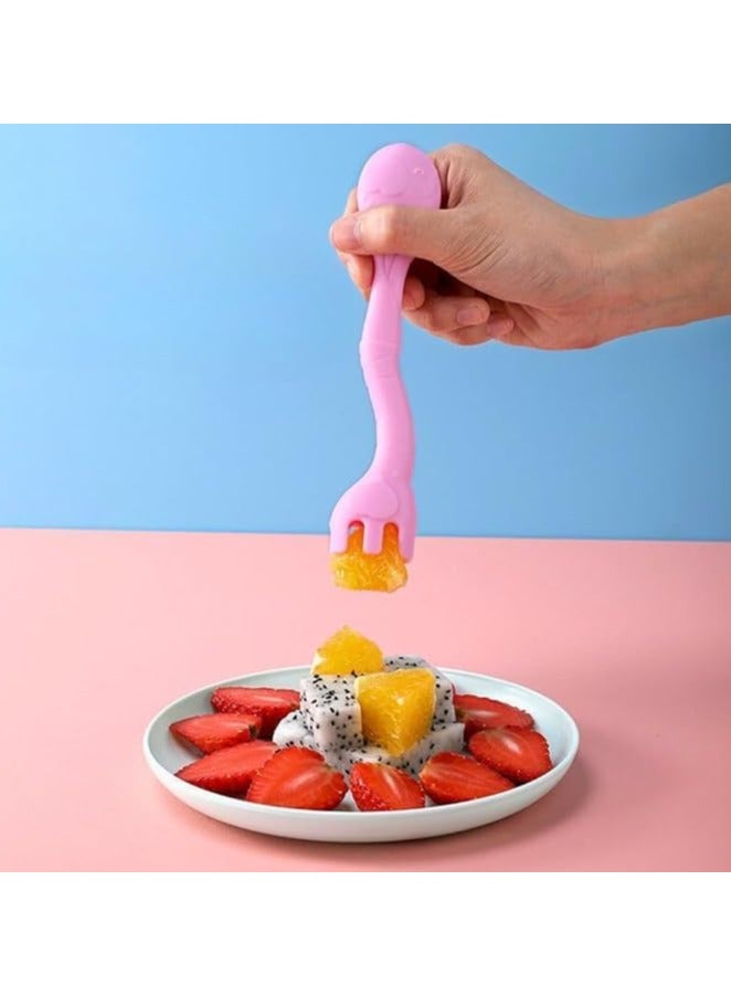 Spoon and Fork Set - Baby , BPA Free, Gentle on Gums, Easy to Grip for Babies (Pink) - Image 1