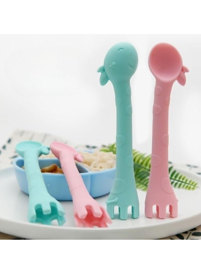Spoon and Fork Set - Baby , BPA Free, Gentle on Gums, Easy to Grip for Babies (Pink) - Image 5