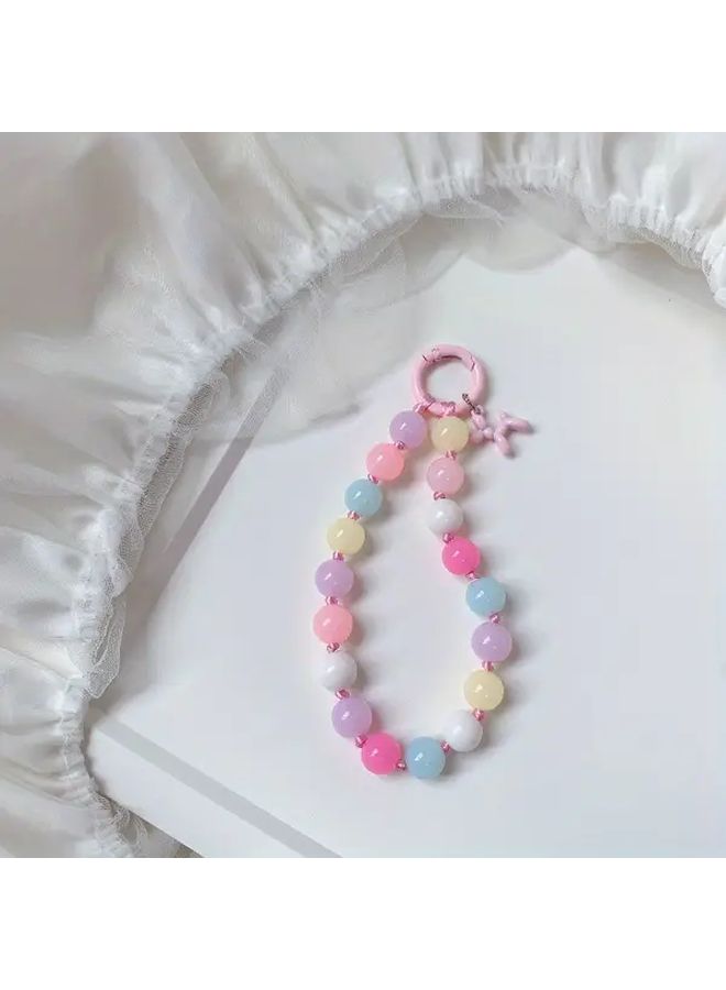 Blue Rose Color Beaded Phone Chain Lightweight Acrylic Keychain for Keys and Earphones - Image 5