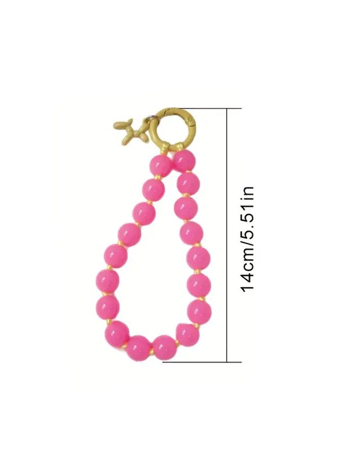 Blue Rose Color Beaded Phone Chain Lightweight Acrylic Keychain for Keys and Earphones - Image 4