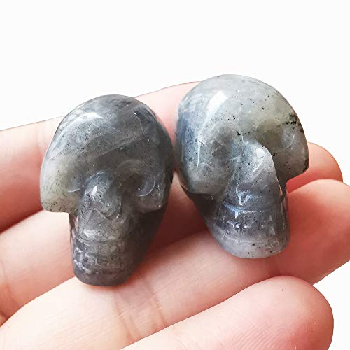 Bacatgem 2 Pcs Natural Moonstone Mini Crystal Human Skull Figurines,1 Inch Handcarved Crystals and Healing Stone Room Decor Gemstone - Image 3