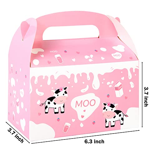 umoni Cow Party Favor Treat Boxes 12 Pack Pink Cow Gift Goodie Boxes for Girls Birthday, Farm Animal Theme, Barnyard Party Supplies - Image 3