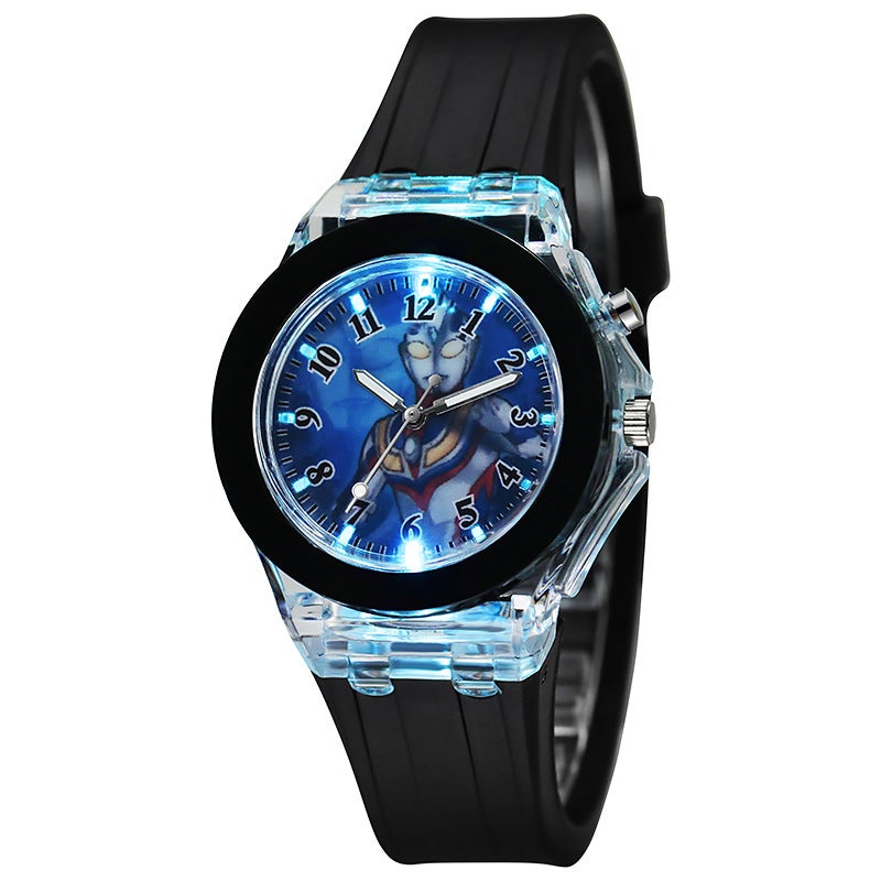 Kids Cartoon Watch Silicone LED Glow Black Degas 