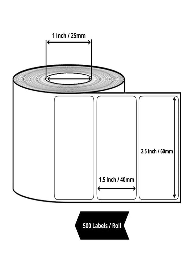 True-Ally ملصق باركود حراري مباشر من True-Ally مقاس 60 × 40 مم - 2.5 × 1.5 بوصة - 60 مم × 40 مم - 500 ملصق لكل لفة - ملصق أبيض ذاتي اللصق لطباعة الباركود (3 لفات لكل عبوة (1500 ملصق)) - Image 2