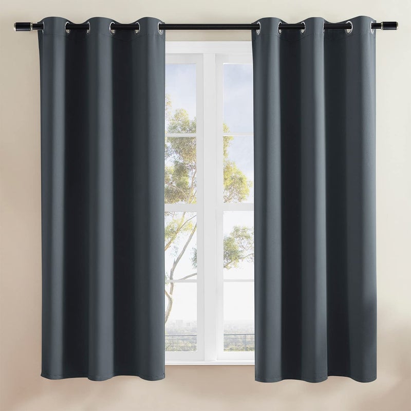 Rutterllow Blackout Curtains for Bedroom  Thermal Insulated Room Darkening Curtains 2 Panels for Living Room  Grommet Top (42x63 Inch  Dark Grey) - Image 1