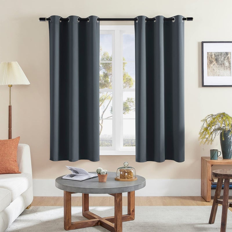 Rutterllow Blackout Curtains for Bedroom  Thermal Insulated Room Darkening Curtains 2 Panels for Living Room  Grommet Top (42x63 Inch  Dark Grey) - Image 2