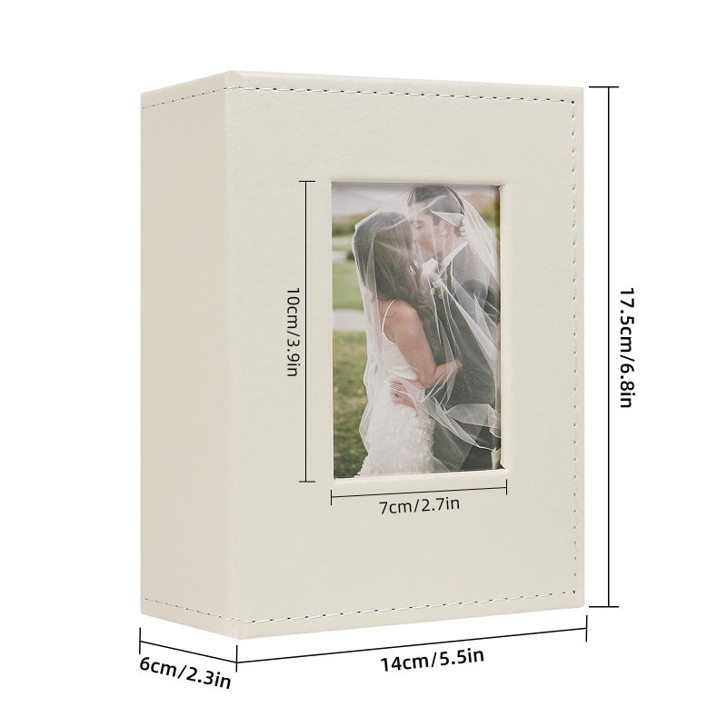 RECUTMS RECUTMS Photo Album 4x6 52 Photos - Small Mini Capacity Premium Leather Cover  Small Capacity Pictures Book Easy to Classify and Portable for Wedding Family Baby Vacation(Beige) - Image 2