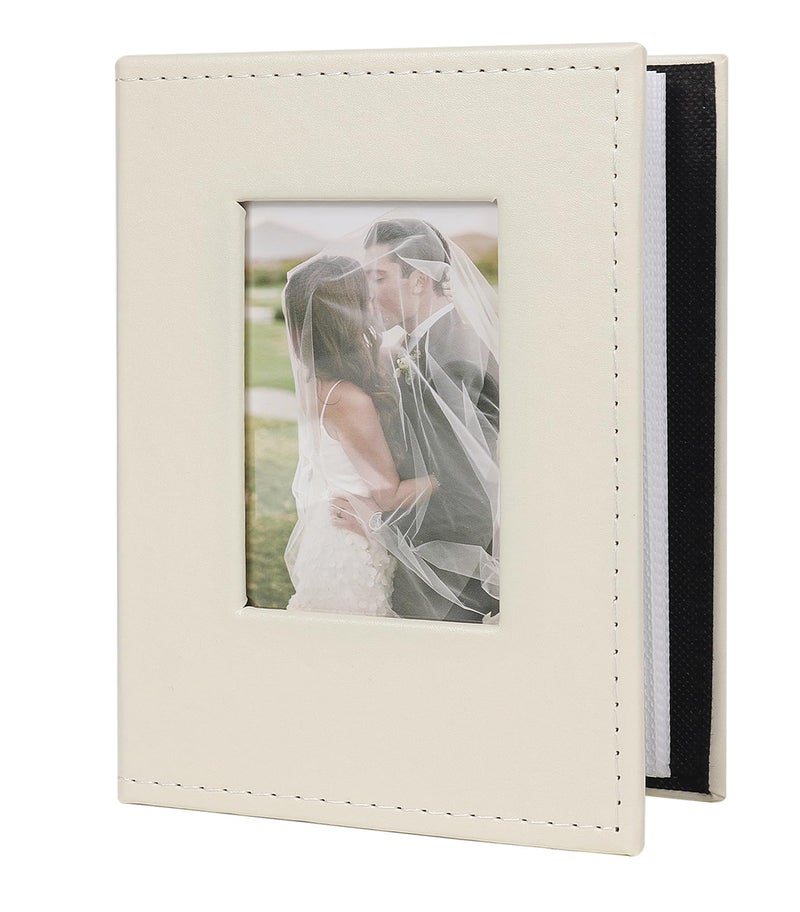RECUTMS RECUTMS Photo Album 4x6 52 Photos - Small Mini Capacity Premium Leather Cover  Small Capacity Pictures Book Easy to Classify and Portable for Wedding Family Baby Vacation(Beige) - Image 1