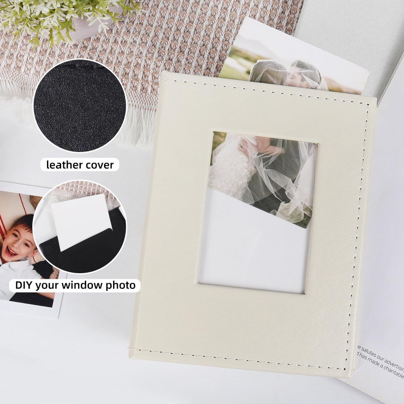 RECUTMS RECUTMS Photo Album 4x6 52 Photos - Small Mini Capacity Premium Leather Cover  Small Capacity Pictures Book Easy to Classify and Portable for Wedding Family Baby Vacation(Beige) - Image 3