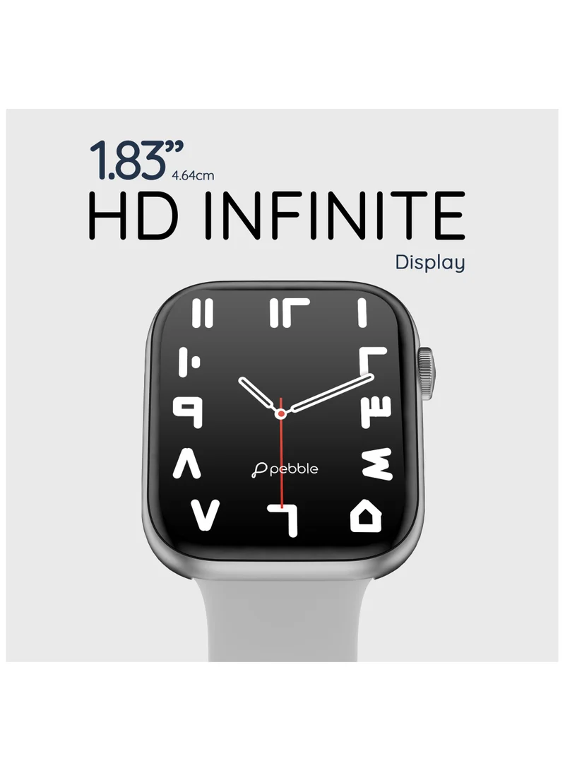 Pebble Active 1.83" HD Display (IPS) Smartwatch, IP67 Water Resistance, 5 Days Battery Life (Standby), Compatible with Android & iOS, BT Calling, Zen Mode, Multiple Watch Faces, Health Suite, Grey
