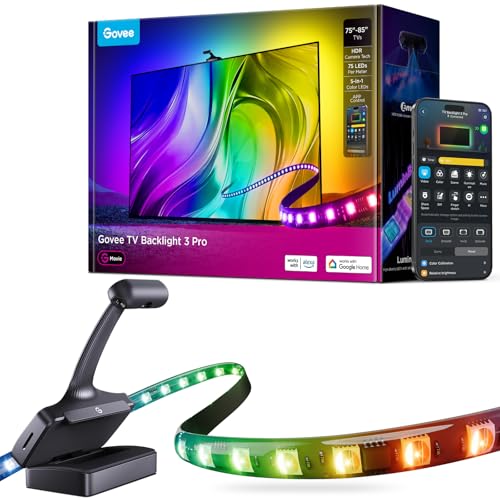 Govee TV Backlight 3 Pro with HDR Triple Camera, 16.4ft 5-in-1 RGBWWIC LED Strip Lights That Change with 75-85 Inch TVs, 75LEDs/m, Supports AI Filter, Smart App and Voice Control, DreamView Sync - Image 1