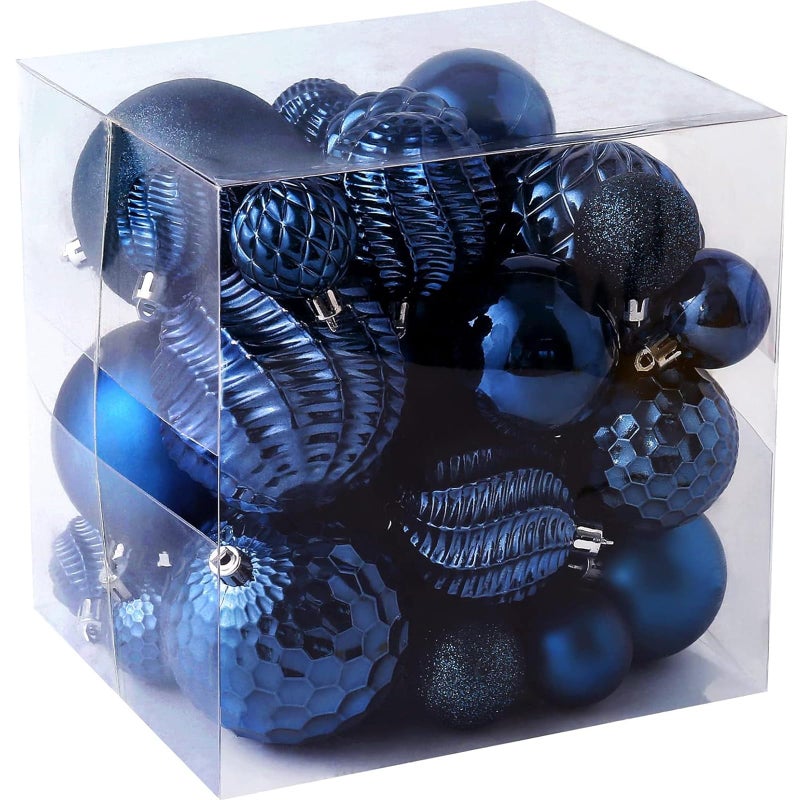 Jorysics Christmas Balls Ornaments 36pcs Shatterproof Christmas Tree Decorations with Hanging Loop for Xmas Tree Wedding Holiday Party Home Decor6 Styles in 3 SizesBlue