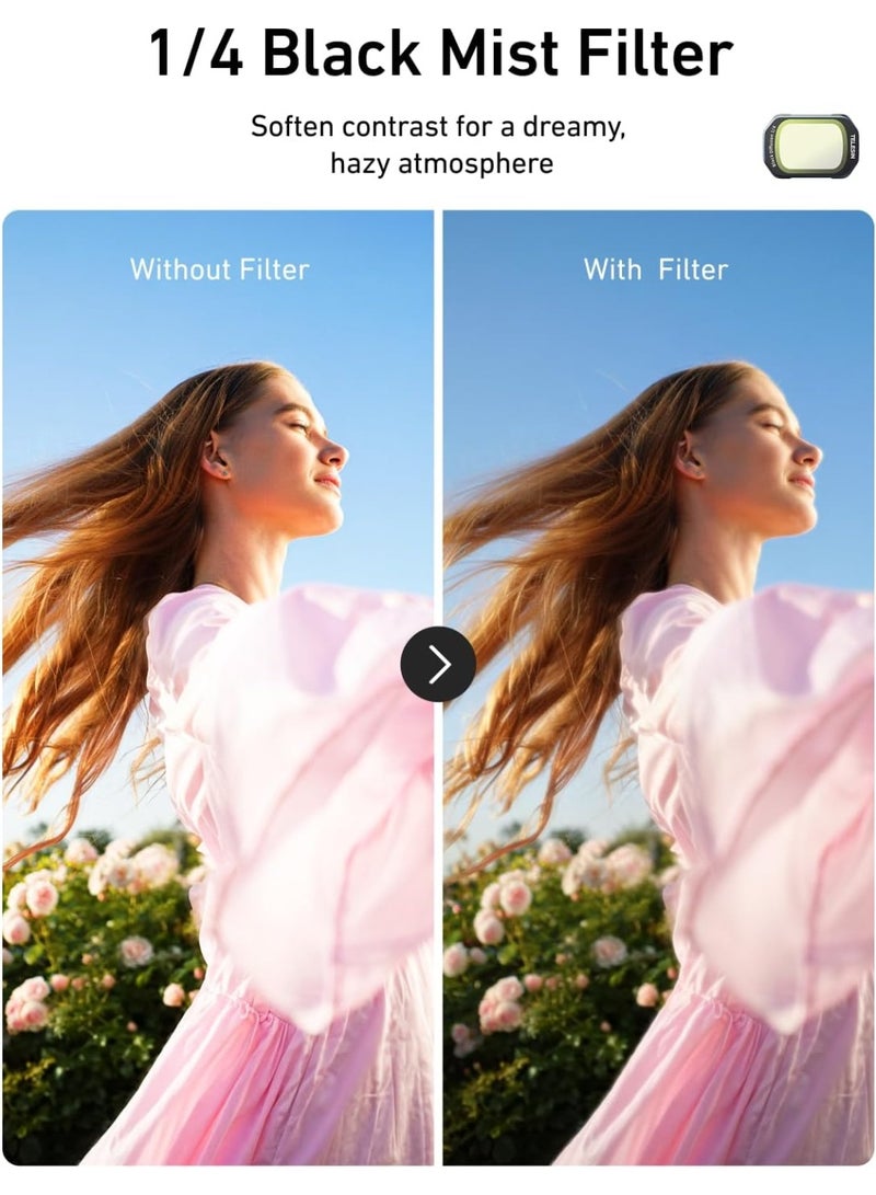تيليسن طقم فلاتر مغناطيسية لكاميرات DJI Osmo Pocket 4/3 و Xtra Muse – يتضمن عدسة واسعة الزاوية (0.72x) لتوسيع مجال الرؤية، وفلتر VND (ND 2–32)، وفلتر CPL، وفلتر Black Diffusion 1/4؛ ملحقات فلاتر عدسة بنظام التثبيت السريع (Snap-On) مثالية لمدونات الفيديو (Vlog) والسفر. - Image 5